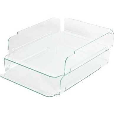 Lorell Stacking Letter Trays - Desktop - Durable, Lightweight, Non-skid, Stackable - Clear - Acrylic - 1 Each