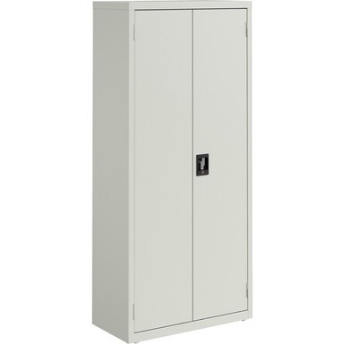 Lorell Slimline Storage Cabinet - 30&quot; x 15&quot; x 66&quot; - 4 x Shelf(ves) - 720 lb Load Capacity - Durable, Welded, Nonporous Surface, Recessed Handle, Removable Lock, Locking System - Light Gray - Baked Ena