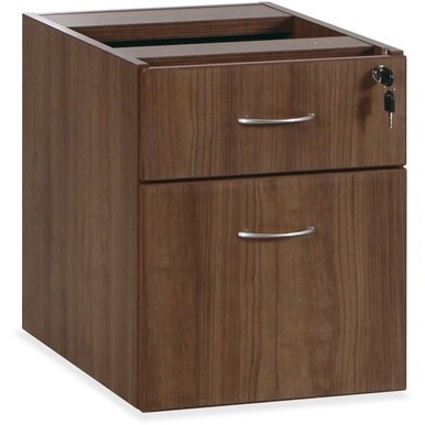 Lorell Essentials Series Walnut Hanging Pedestal - 2-Drawer - 15.5" x 21.9"18.9" - 2 x Box, File Drawer(s) - Finish: Walnut Laminate - For Office