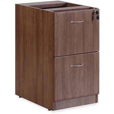 Lorell Essentials Series Walnut Hanging Pedestal - 2-Drawer - 15.5" x 21.9"28.5" Pedestal, 3.8" - 2 x File Drawer(s) - Finish: Laminate, Walnut - For File, File Folder