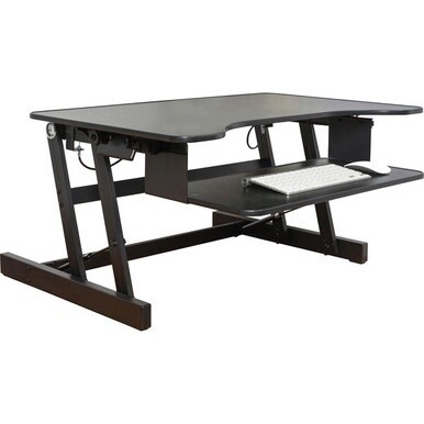Lorell Adjustable Desk/Monitor Riser - 30 lb Load Capacity - 16&quot; Height x 32&quot; Width x 21.5&quot; Depth - Desktop - Black