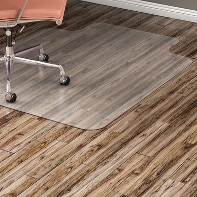 Lorell Nonstudded Hard Floor Wide Lip Chairmat - Tile Floor, Vinyl Floor, Hardwood Floor - 53&quot; Length x 45&quot; Width x 60 mil Thickness - Lip Size 12&quot; Length x 25&quot; Width - Vinyl - Clear - 1Each