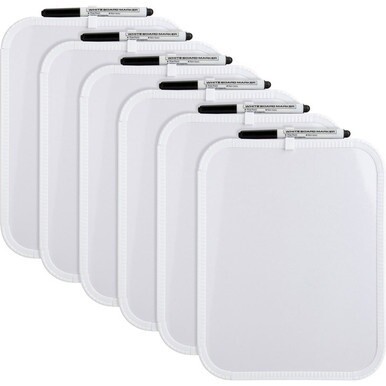 Lorell Personal Whiteboard - 11&quot; (0.9 ft) Width x 8.5&quot; (0.7 ft) Height - White Melamine Surface - White Plastic Frame - Rectangle - 6 / Bundle