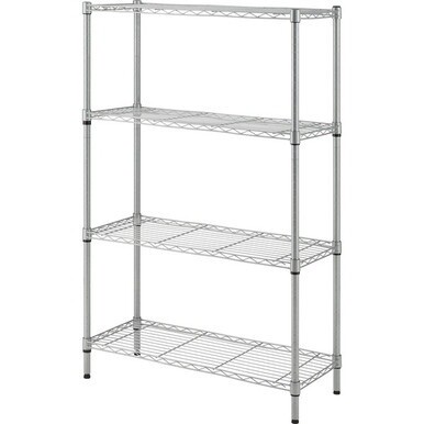 Lorell Light-Duty Wire Shelving - 4 Tier(s) - 54&quot; Height x 36&quot; Width x 14&quot; DepthFloor - Sturdy - Epoxy - Silver - Plastic, Metal, Steel - 1 Each