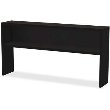 Lorell Modular Desk Series Black Stack-on Hutch - 72&quot; - Material: Steel - Finish: Black