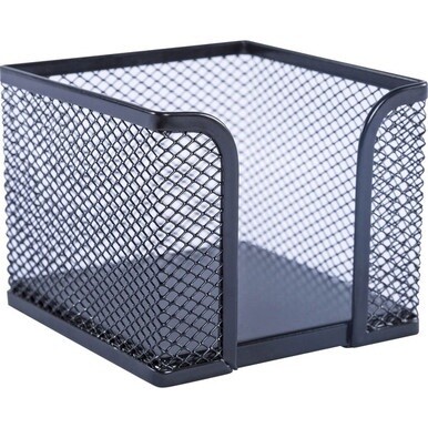 Lorell Black Mesh/Wire Memo Holder - Support 3&quot; x 3&quot; Media - Steel - 1 Each - Black