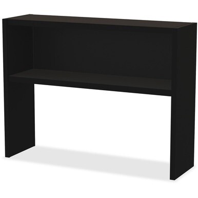 Lorell Modular Desk Series Black Stack-on Hutch - 48&quot; - Material: Steel - Finish: Black