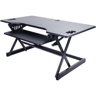 Lorell XL Adjustable Desk/Monitor Riser - 45 lb Load Capacity - 20&quot; Height x 46&quot; Width x 24&quot; Depth - Desktop - Black