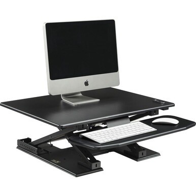 Lorell Sit-to-Stand Electric Desk Riser - Up to 33&quot; Screen Support - Flat Panel Display Type Supported - 17.1&quot; Height x 28.8&quot; Width x 35.8&quot; Depth - Desktop - Aluminum - Black