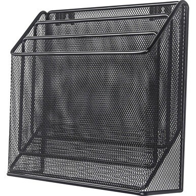 Lorell Mesh Desktop Organizer - 3 Tier(s) - 11.4&quot; Height x 3.5&quot; Width12.7&quot; Length%Desktop - Durable - Black - Metal - 1 Each