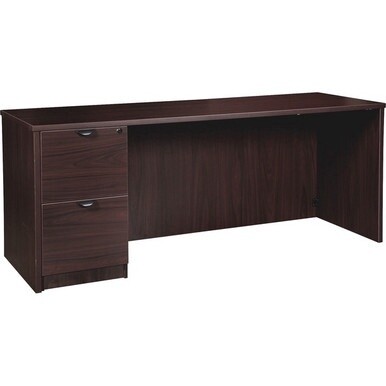 Lorell Prominence 2.0 Espresso Laminate Left-Pedestal Credenza - 2-Drawer - 66&quot; x 24&quot;29&quot; , 1&quot; Top - 2 x File Drawer(s) - Single Pedestal on Left Side - Band Edge - Material: Particleboard - Finish: Th