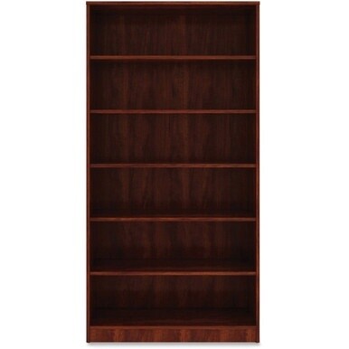 Lorell Cherry Laminate Bookcase - 6 Shelf(ves) - 73&quot; Height x 36&quot; Width x 12&quot; Depth - Sturdy, Adjustable Feet, Adjustable Shelf - Thermofused Laminate (TFL) - Cherry - Laminate - 1 Each