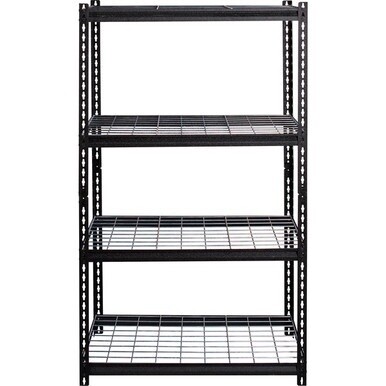 Lorell Wire Deck Shelving - 4 Shelf(ves) - 60&quot; Height x 36&quot; Width x 18&quot; Depth - 30% Recycled - Black - Steel - 1 Each