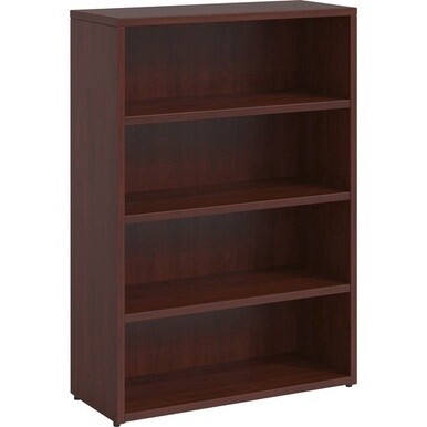 Lorell Prominence Mahogany Laminate Bookcase - 34" x 12"48" , 1" Top - 3 Shelve(s) - Band Edge - Material: Particleboard - Finish: Laminate