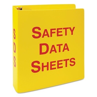 GHS SDS Binder, 3 Rings, 2.5&quot; Capacity, 11 x 8.5, Yellow/Red