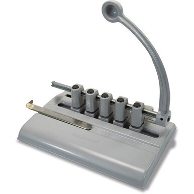 Master Products Adjustable 5-hole Punch - 5 Punch Head(s) - 40 Sheet - 11/32&quot; Punch Size - Tan