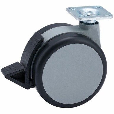 Master Caster Gemini Heavy-Duty Chair Mat Casters - 3&quot; Diameter - 220 lb - Urethane - Gray, Black - 4 / Set
