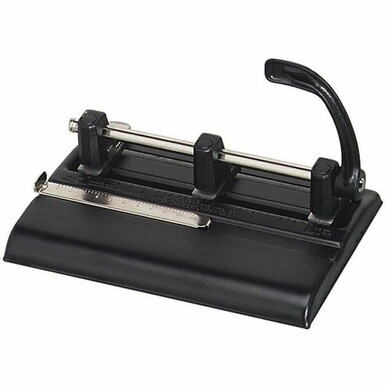Master 1325B Hole Punch - 3 Punch Head(s) - 40 Sheet of 20lb Paper - 9/32&quot; Punch Size - Round Shape - Black
