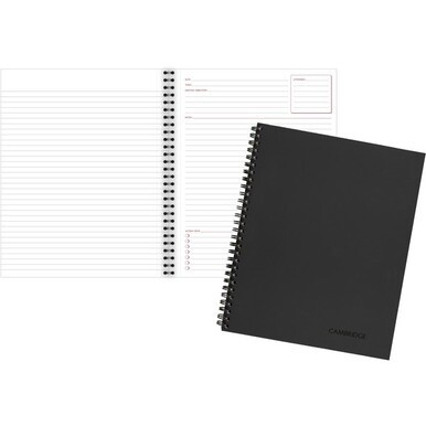 GSA MAS Mead Limited Meeting Notebooks - Letter - 80 Sheets - Wire Bound - Letter - 8 1/2" x 11" - BlackLinen Cover - Perforated - 1 Each