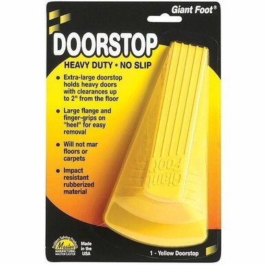 Giant Foot Doorstop - 2&quot; Door Clearance - Non-skid Base, Prevent Scratches, Impact Resistant, Non-slip, Heavy Duty, Crush Proof - Rubber, Santoprene, Sanoprene - 2&quot; x 3.5&quot; - Yellow