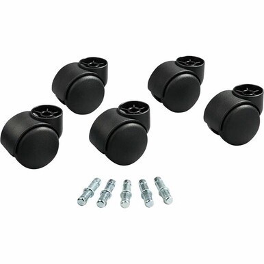 Master Caster Deluxe Futura Hooded Carpet Casters - 2.18&quot; Diameter - 120 lb - Nylon - Matte Black - 5 / Set