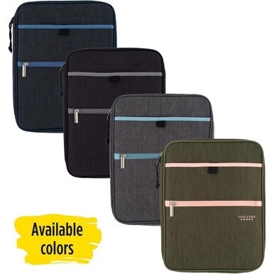 Mead Five Star Carry-All Zipper Binder - 1&quot; Binder Capacity - 225 Sheet Capacity - 3 x Ring Fastener(s) - 4 Divider(s) - Polyester - Multi-colored - Pocket, Punched, Durable, Zipper Closure - 1 Each