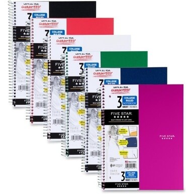 GSA MAS Mead Wirebound Notebooks - 150 Sheets - Wire Bound - 11" x 8 1/2" - White Paper - Assorted Cover - Pocket, Stiff-back, Perforated, Pocket, Heavyweight, Subject, Spiral Lock - 1 Each