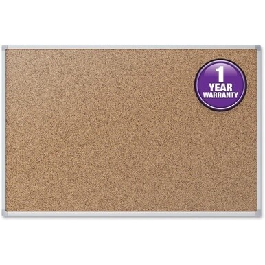 Mead Classic Cork Bulletin Board - 24&quot; Height x 18&quot; Width - Natural Cork Surface - Self-healing - Silver Aluminum Frame - 1 Each