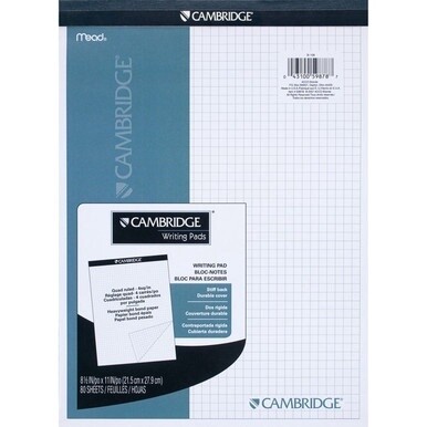 GSA MAS Mead Quad Ruled Stiff - Back Planning Pad - Letter - 80 Sheets - Letter - 8 1/2" x 11" - Assorted Paper - Navy Cover - Heavyweight, Micro Perforated, Stiff-back - 80 / Pad
