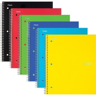 Mead 1-subject Graph Ruled Notebook - Letter-size - 100 Sheets - Wire Bound - Quad Ruled - Letter - 8 1/2&quot; x 11&quot; - White Paper - Plastic Cover - Perforated, Pocket Divider, Punched, Subject - 1 Each
