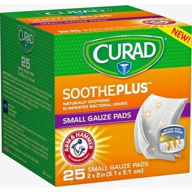 Curad SoothePlus Medium Non-stick Pads - 2&quot; x 2&quot; - 25/Box - White