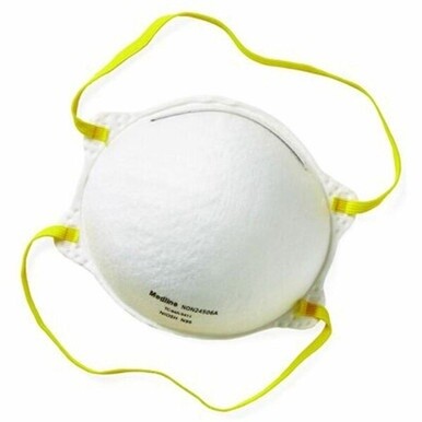 Medline Cone-Style N95 Surgical Respirator Masks - Recommended for: Surgical - Regular Size - Airborne Particle, Flying Particle Protection - Polyester, Metal - White - Fluid Resistant, Disposable, La