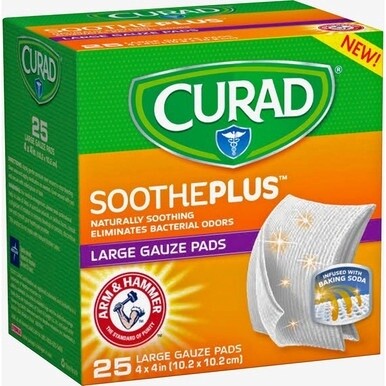 Curad SoothePlus Medium Non-stick Pads - 4&quot; x 4&quot; - 25/Box - White