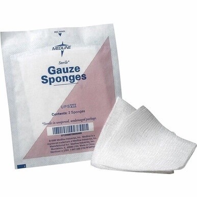 Medline Sterile 12 Ply Cotton Gauze Sponges - 12 Ply - 3&quot; x 3&quot; - 80/Box - White