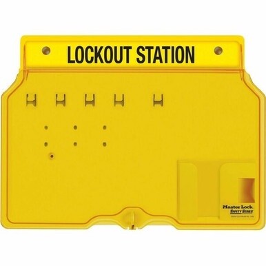 Master Lock Unfilled Padlock Lockout Station with Cover - 4 x Padlock - 12.3" Height x 16" Width x 1.8" Depth - Impact Resistant, Heat Resistant, Lockable - Plastic - 1 Each