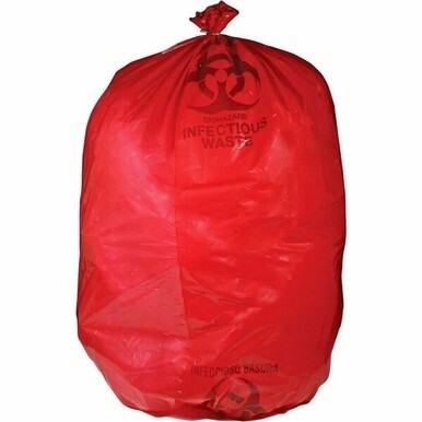 Medegen MHMS Red Biohazard Infectious Waste Bags - 33 gal Capacity - 31&quot; Width x 43&quot; Length - 1.50 mil (38 Micron) Thickness - Red - 50/Box - Office Waste