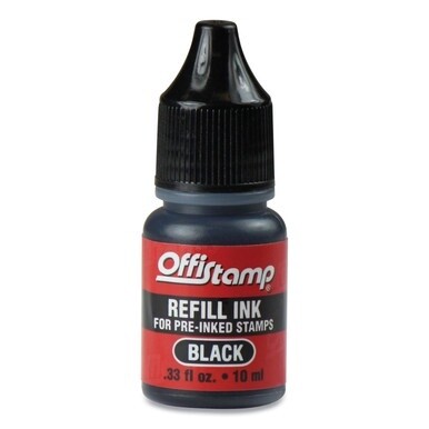 Refill Ink for Pre-Inked Stamps, 0.33 oz, Black