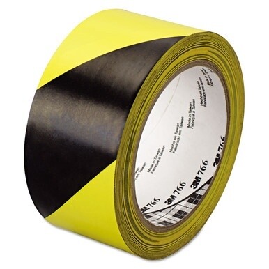 766 Hazard Marking Vinyl Tape, 2&quot; x 36 yds, Black/Yellow