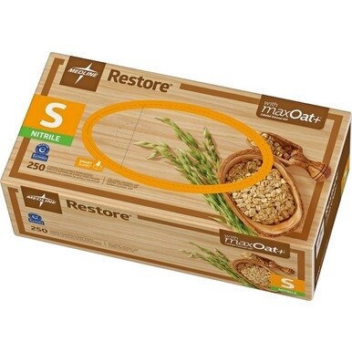Medline Restore Nitrile Exam Gloves with Oatmeal - Small Size - For Right/Left Hand - Off White - Latex-free, Allergen-free, Textured Fingertip, Non-sterile - For Home, Healthcare Working - 250 / Box 