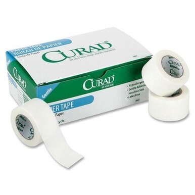 Curad Paper Adhesive Tape - 10 yd Length x 2&quot; Width - Paper - For Secure Dressing - 6 / Box - White