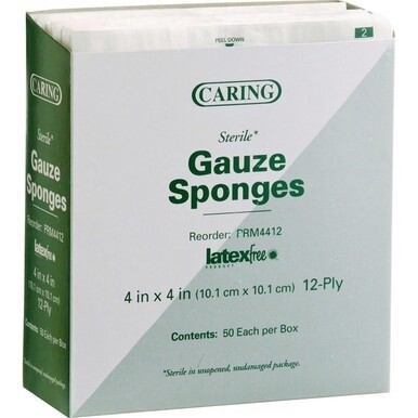 Medline Sterile Gauze Sponges - 12 Ply - 4&quot; x 4&quot; - 50/Box - White