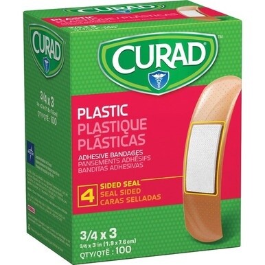 Medline Plastic Adhesive Bandages - 0.75&quot; x 3&quot; - 100/Box - Tan