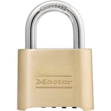 Master Lock Resettable Combination Lock - 4 Digit - 0.31&quot; Shackle Diameter - Brass - Brass - 1 Each