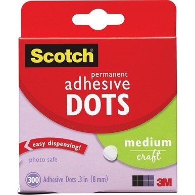 Scotch Adhesive Dots - 0.30" Length x 0.30" Width - Dispenser Included - For Paper, Wood, Metal, Card, Scrapbooking, Foam - 300 / Box - Clear
