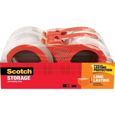 Scotch Long-Lasting Storage/Packaging Tape - 54.60 yd Length x 1.88&quot; Width - 2.4 mil Thickness - 3&quot; Core - Acrylic - Dispenser Included - For Mailing, Packing - 4 / Pack - Clear