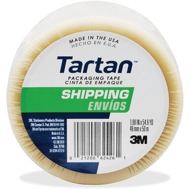 Tartan General-Purpose Packaging Tape - 54.60 yd Length x 1.88&quot; Width - 1.9 mil Thickness - 3&quot; Core - Rubber Resin Backing - For Packing - 1 / Roll - Clear