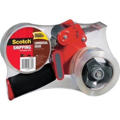 Scotch Commercial-Grade Shipping/Packaging Tape - 54.60 yd Length x 1.88&quot; Width - 3.1 mil Thickness - 3&quot; Core - Synthetic Rubber Resin Backing - Pistol Grip Dispenser - For Multipurpose, Packing, Ship