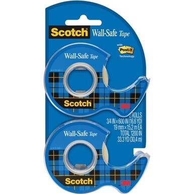 Scotch Wall-Safe Tape - 18.06 yd Length x 0.75&quot; Width - Dispenser Included - 2 / Pack - Translucent