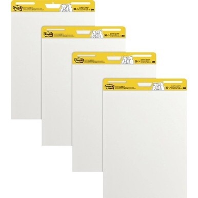 Post-it&amp;reg; Super Sticky Easel Pad - 30 Sheets - Plain - Stapled - 18.50 lb Basis Weight - 25&quot; x 30&quot; - White Paper - Self-adhesive, Repositionable, Resist Bleed-through, Removable, Sturdy Back, Cardb