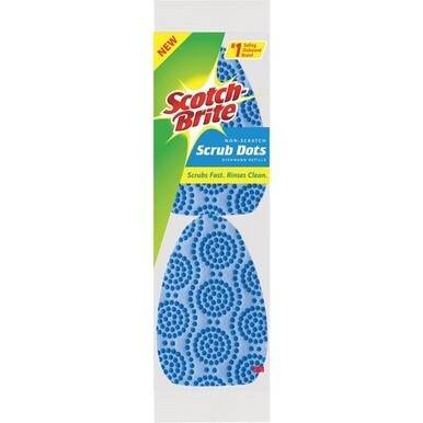 Scotch-Brite Scrub Dots Dishwand Refill - 3.5&quot; Width x 4.4&quot; Length - 14/Carton - Blue